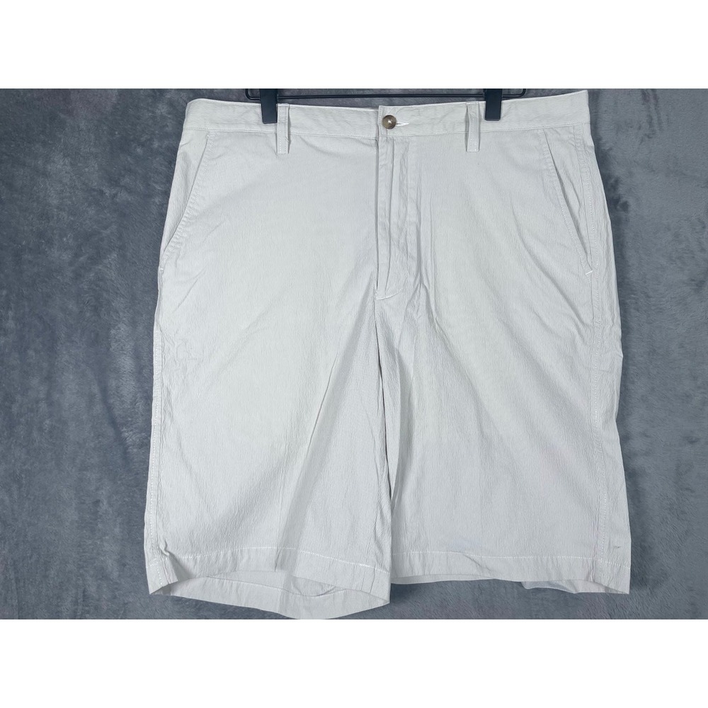 FootJoy Mens Golf Shorts Size 36 Beige Micro Stripe Performance Stretch